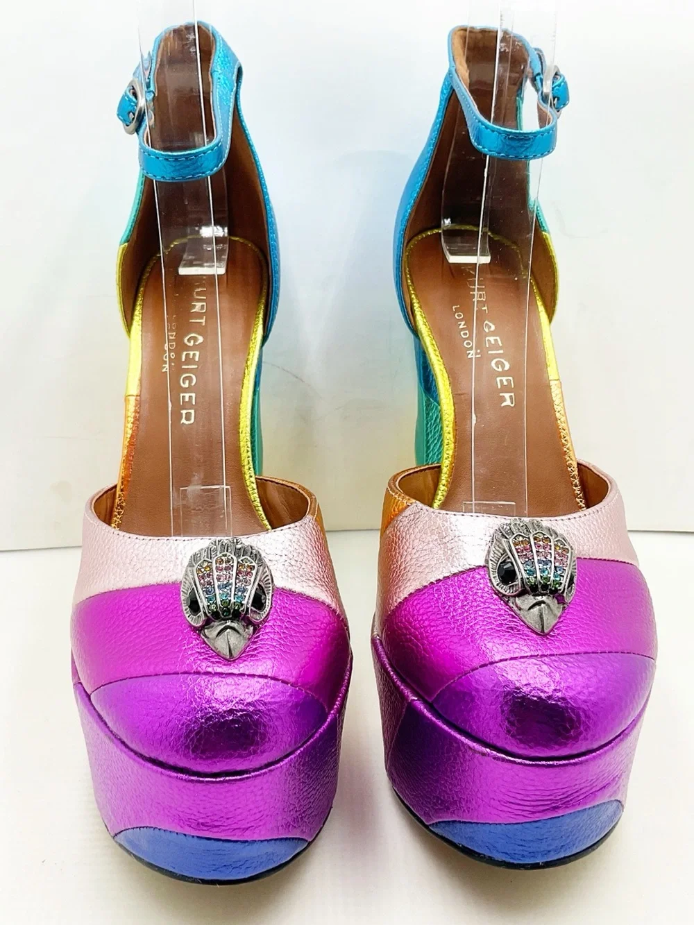 🆕{Kurt Geiger London} Kensington Leather Embellished High Heel Platform Pumps